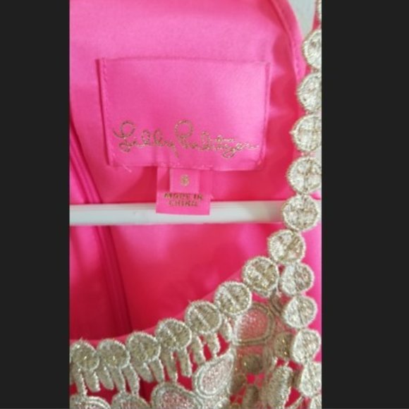 Lilly Pulitzer Pearl Romper Pink Tropics Gold Size 8 - Picture 4 of 7